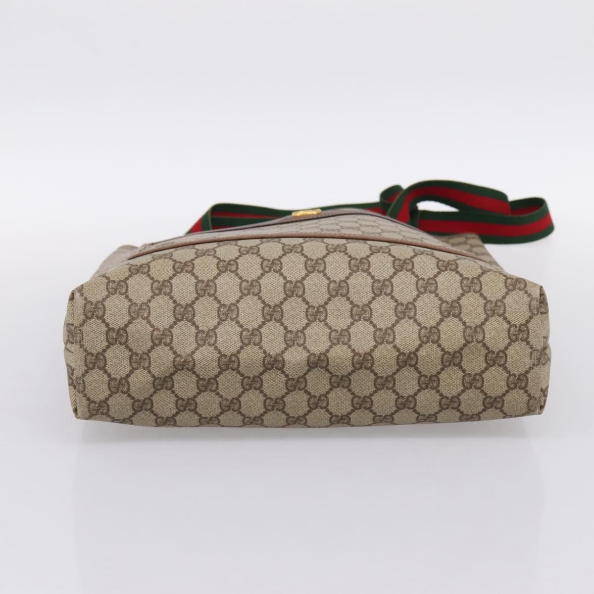 GUCCI GG Supreme Web Sherry Line Tote Bag PVC Beige Gold 002 58 6487 Auth 199161