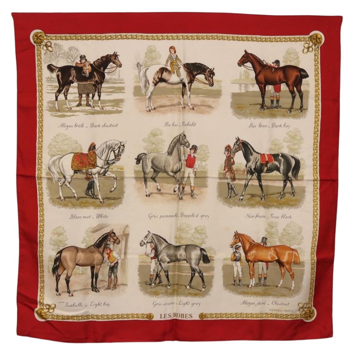 HERMES Carre 90 Scarf Silk Beige Auth 199164
