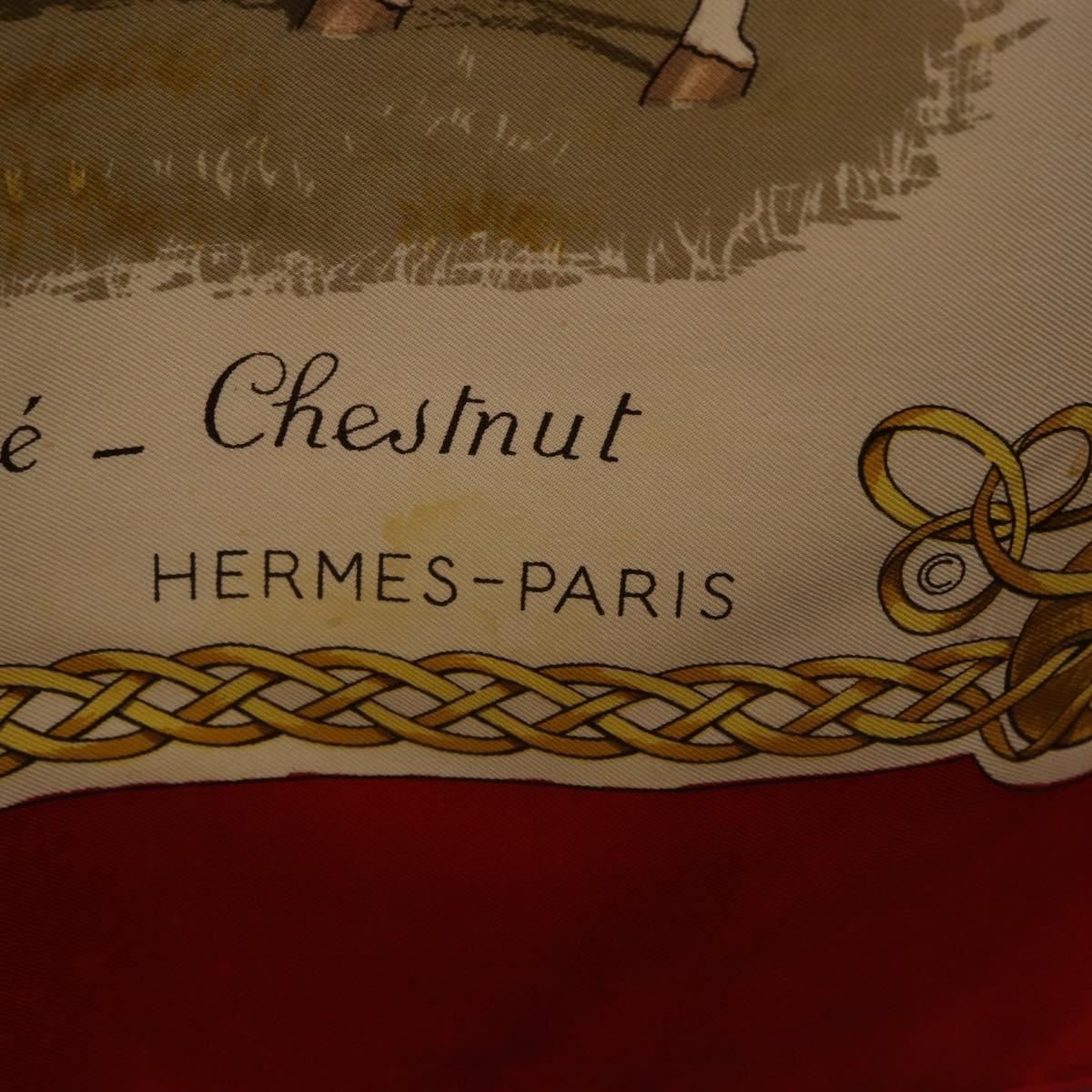 HERMES Carre 90 Scarf Silk Beige Auth 199164