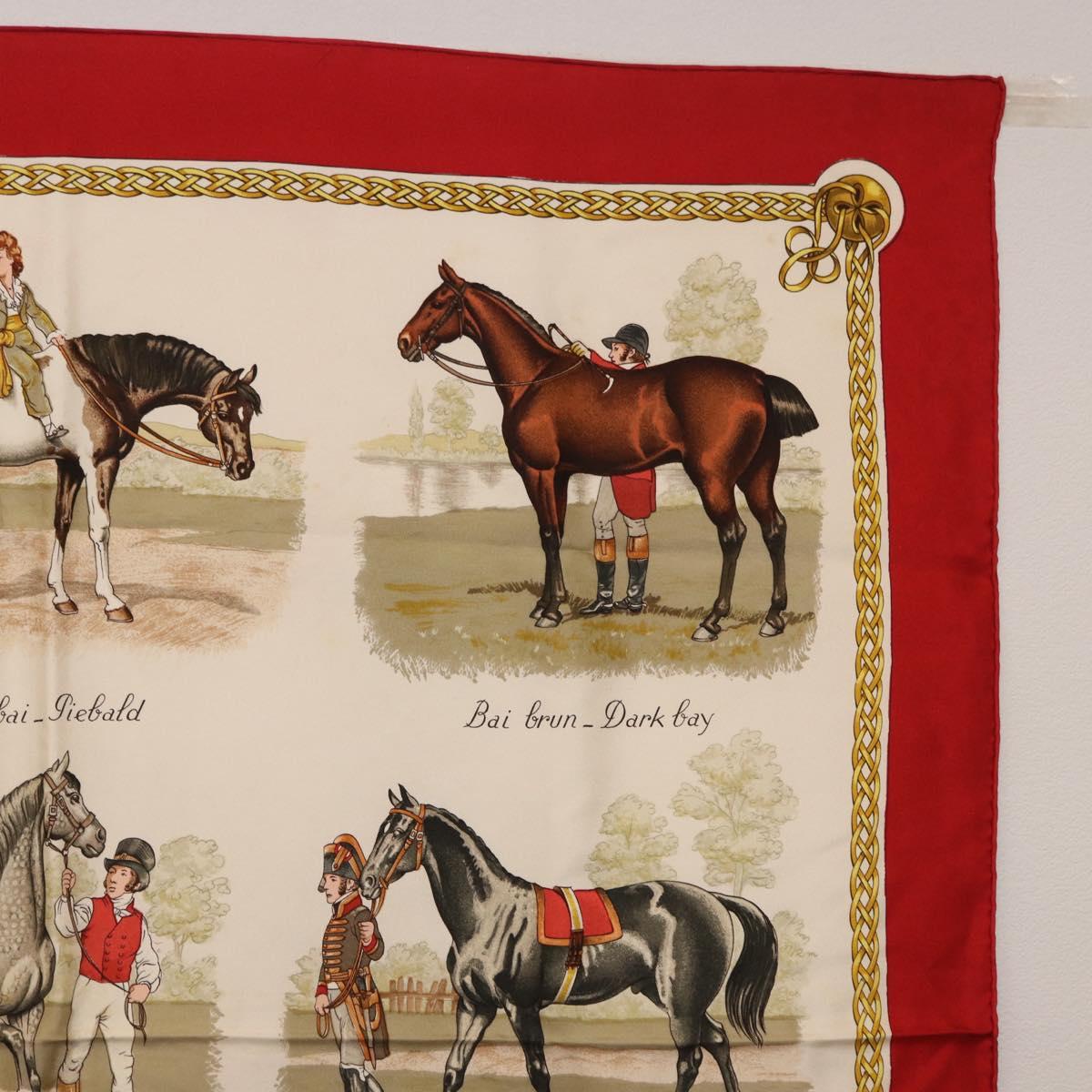 HERMES Carre 90 Scarf Silk Beige Auth 199164