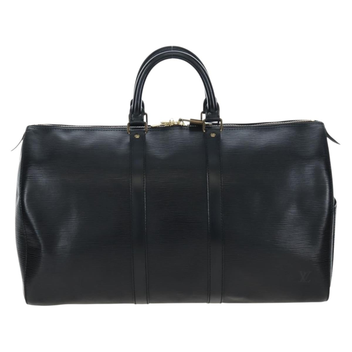 LOUIS VUITTON Epi Keepall 45 Boston Bag Noir M42972 LV Auth 199174V