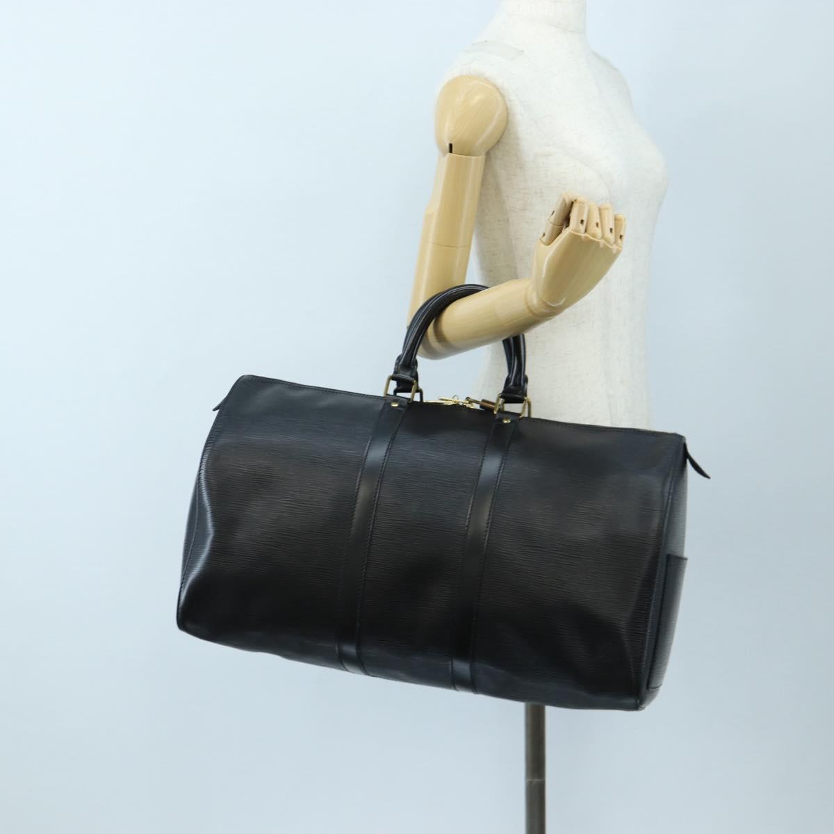 LOUIS VUITTON Epi Keepall 45 Boston Bag Noir M42972 LV Auth 199174V