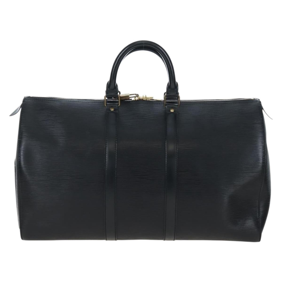 LOUIS VUITTON Epi Keepall 45 Boston Bag Noir M42972 LV Auth 199174V
