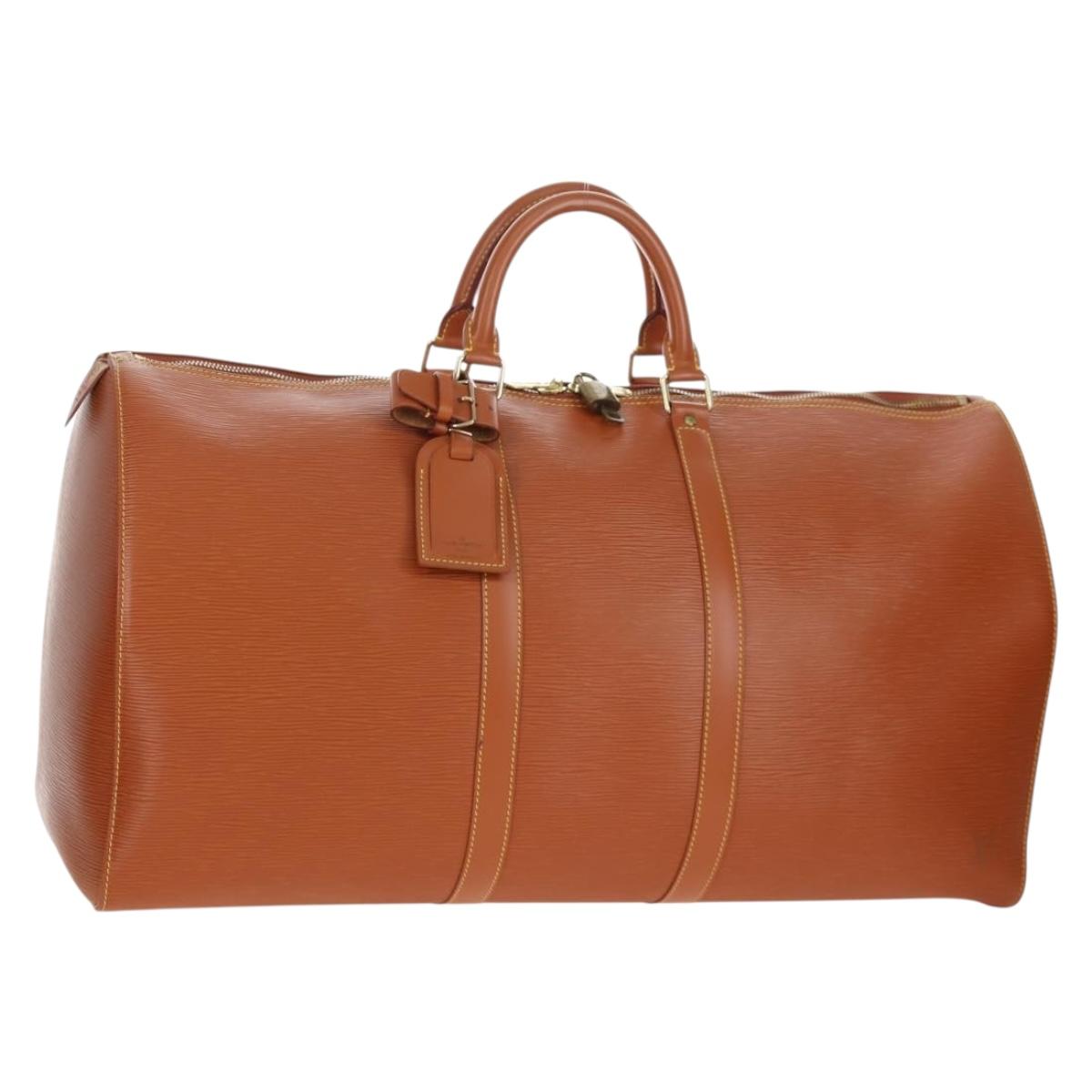 LOUIS VUITTON Epi Keepall 55 Boston Bag Brown M42958 LV Auth 199175V