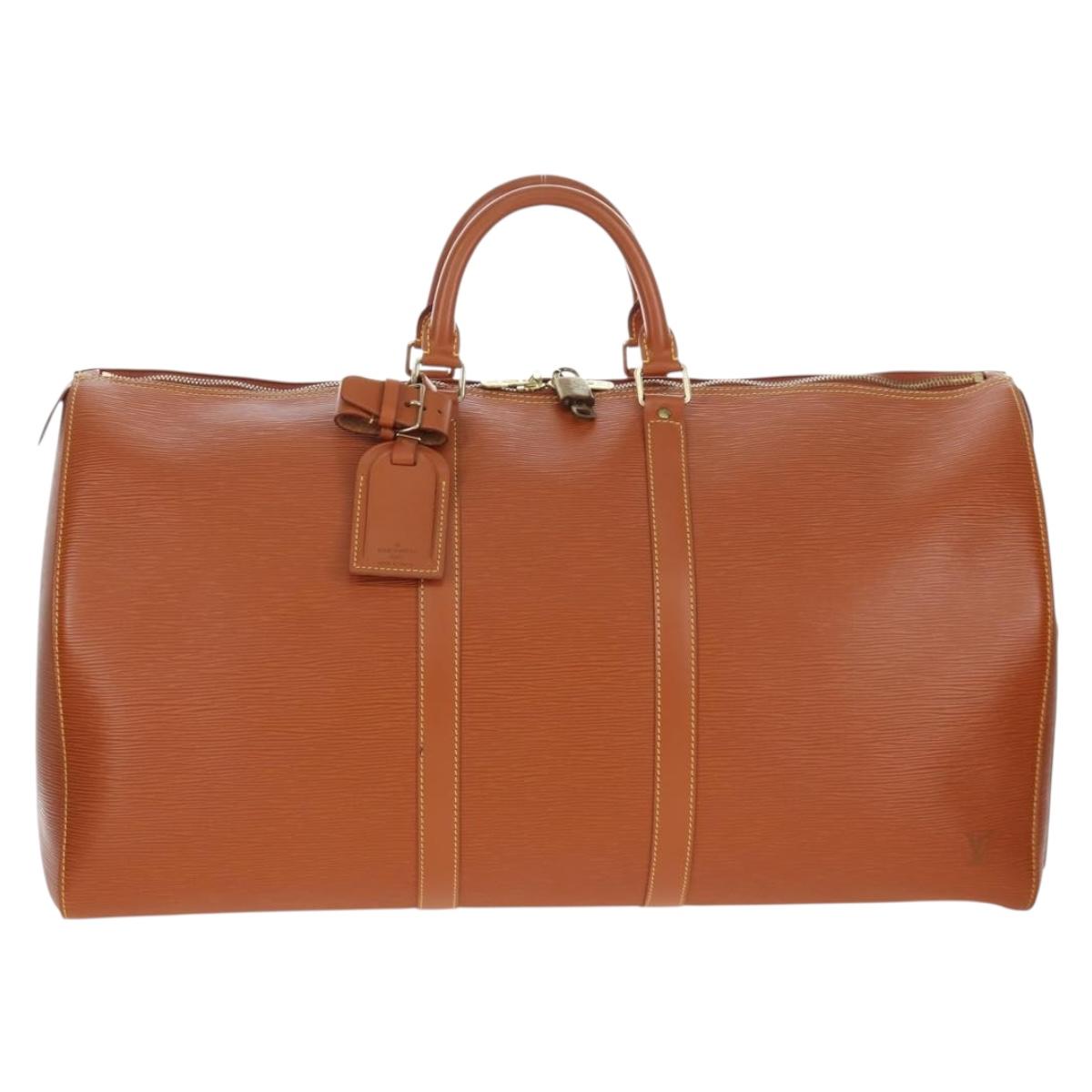 LOUIS VUITTON Epi Keepall 55 Boston Bag Brown M42958 LV Auth 199175V