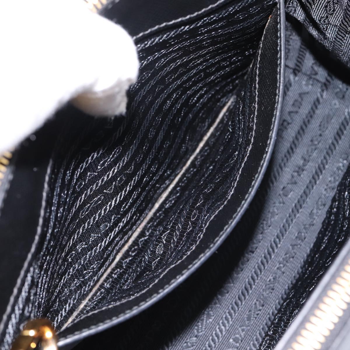 PRADA Hand Bag Saffiano 2way Black Gold Tone Auth 199176M