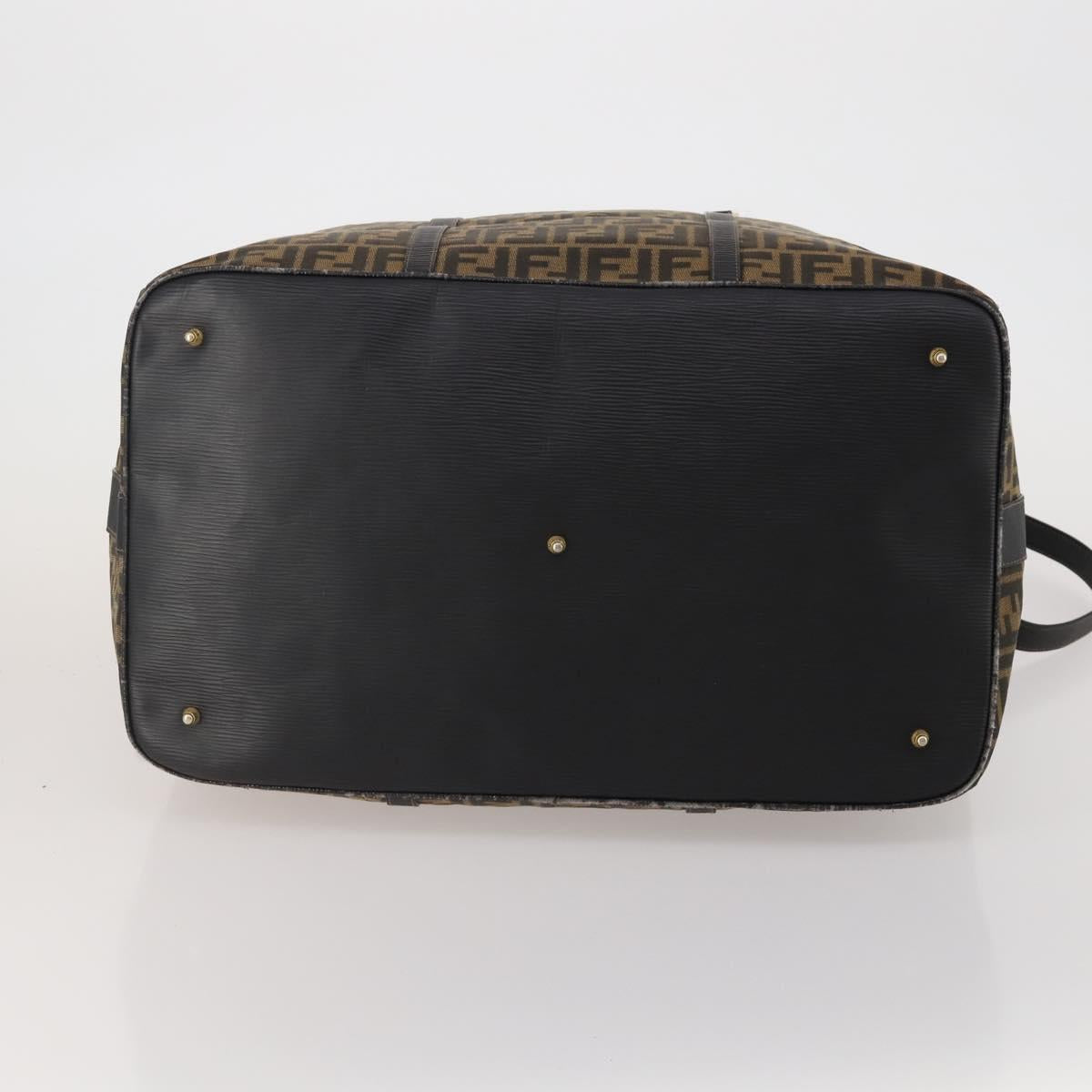 FENDI Zucca Canvas Boston Bag 2way Black Brown Auth 199177