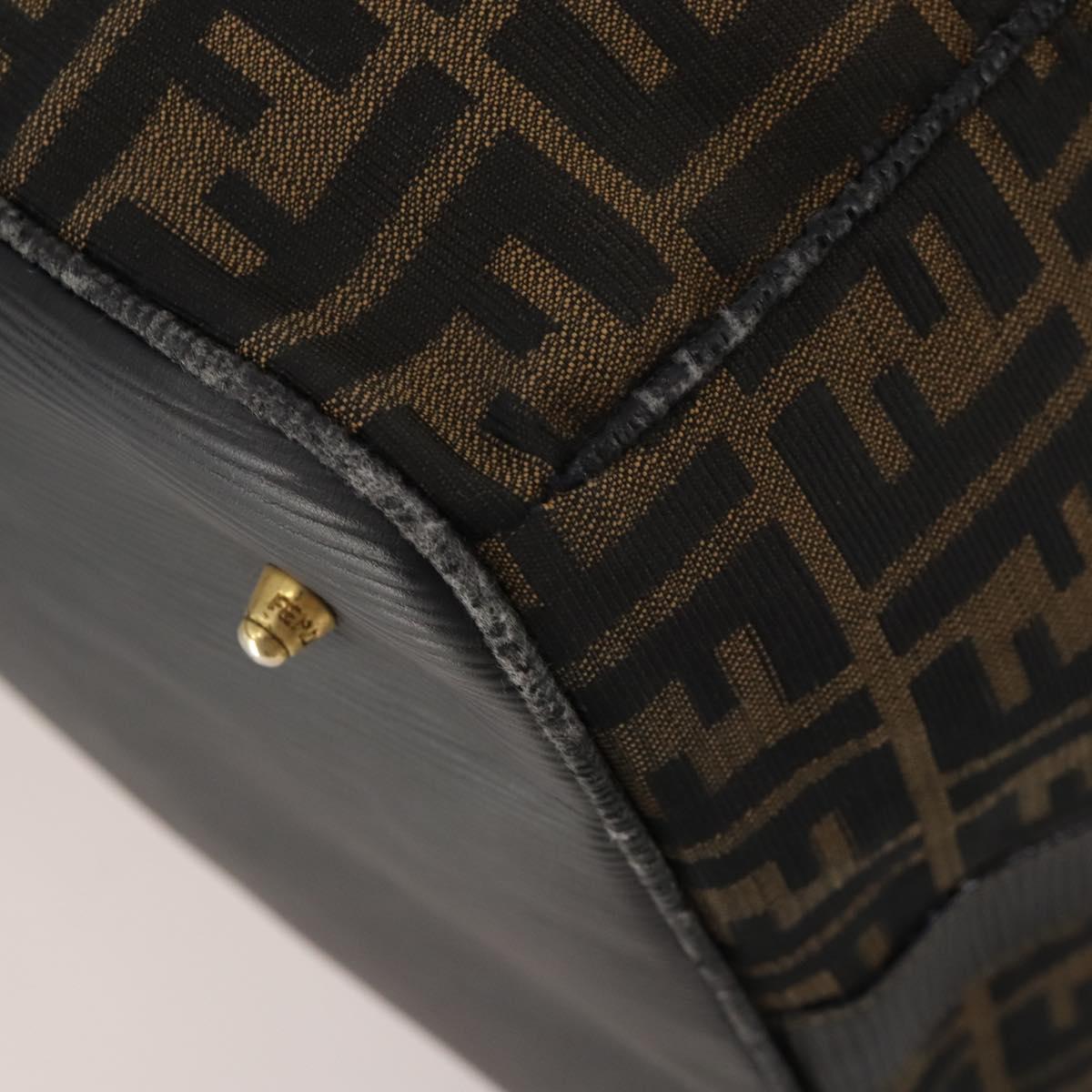 FENDI Zucca Canvas Boston Bag 2way Black Brown Auth 199177