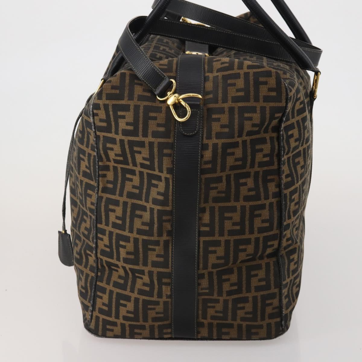 FENDI Zucca Canvas Boston Bag 2way Black Brown Auth 199177