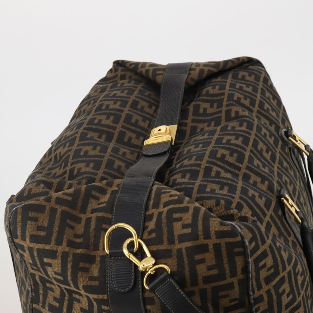FENDI Zucca Canvas Boston Bag 2way Black Brown Auth 199177