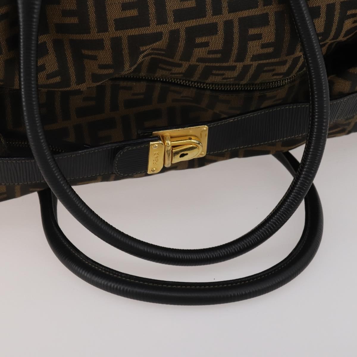 FENDI Zucca Canvas Boston Bag 2way Black Brown Auth 199177