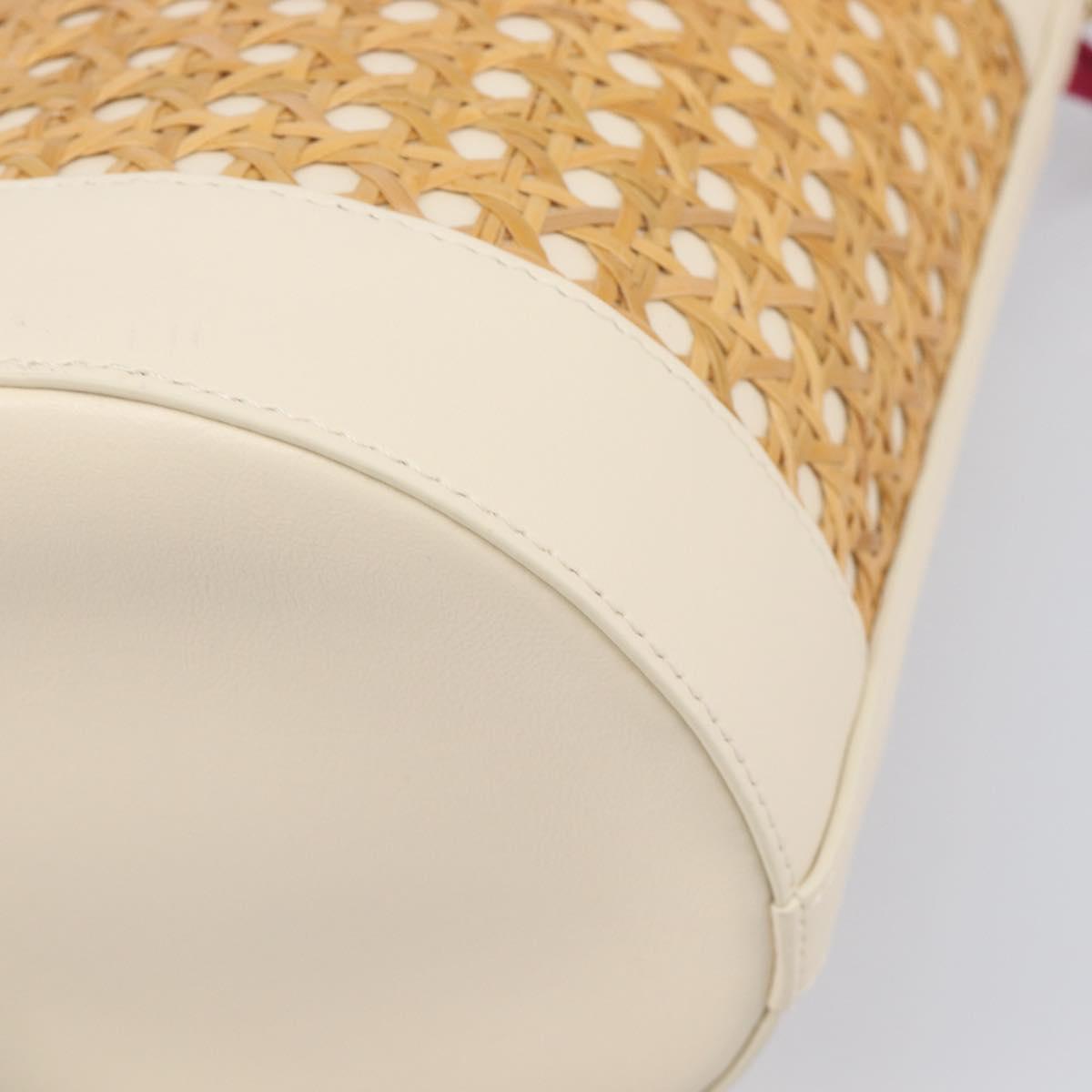 BVLGARI Shoulder Bag Raffia Beige Gold Auth 199178V