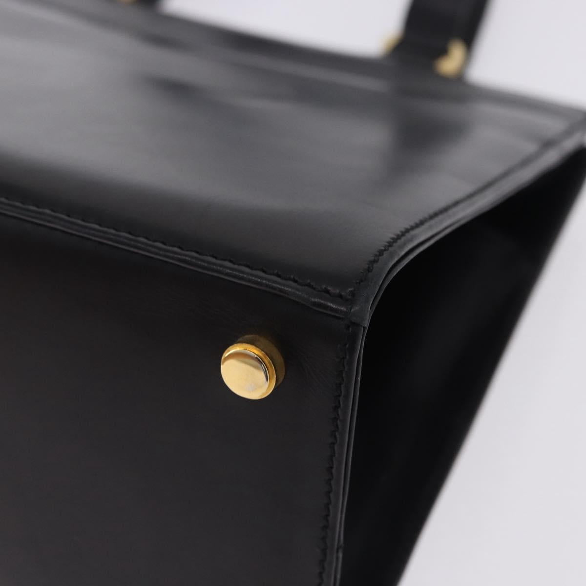 Salvatore Ferragamo Gancini Hand Bag Suede Black Gold Auth 199179V