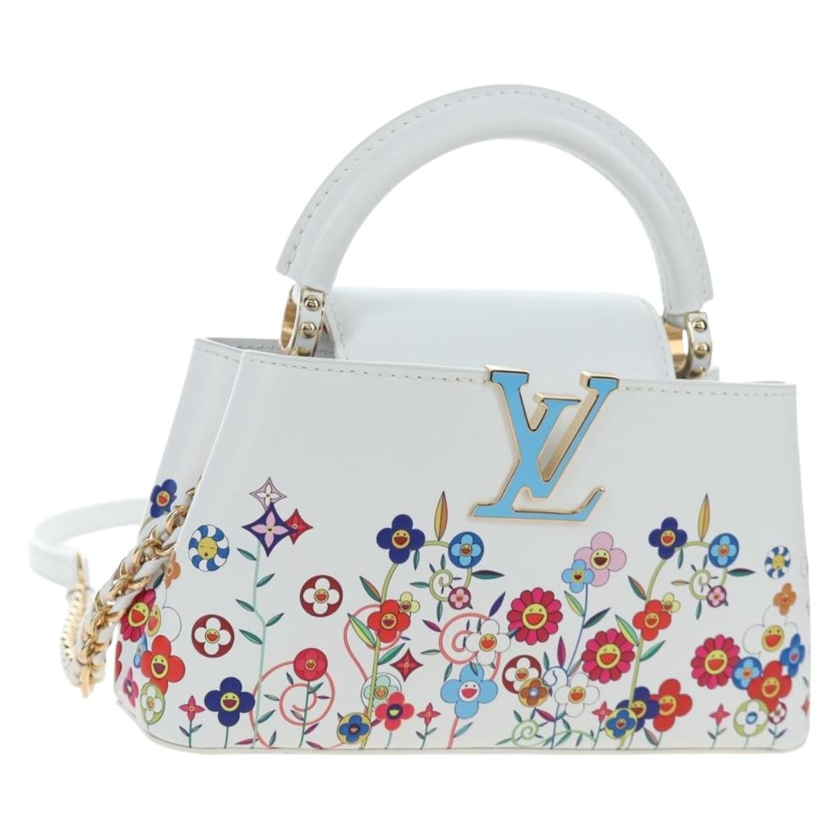 LOUIS VUITTON x TM Capucines EW Mini Leather 2way White M13246 Auth 199183SM