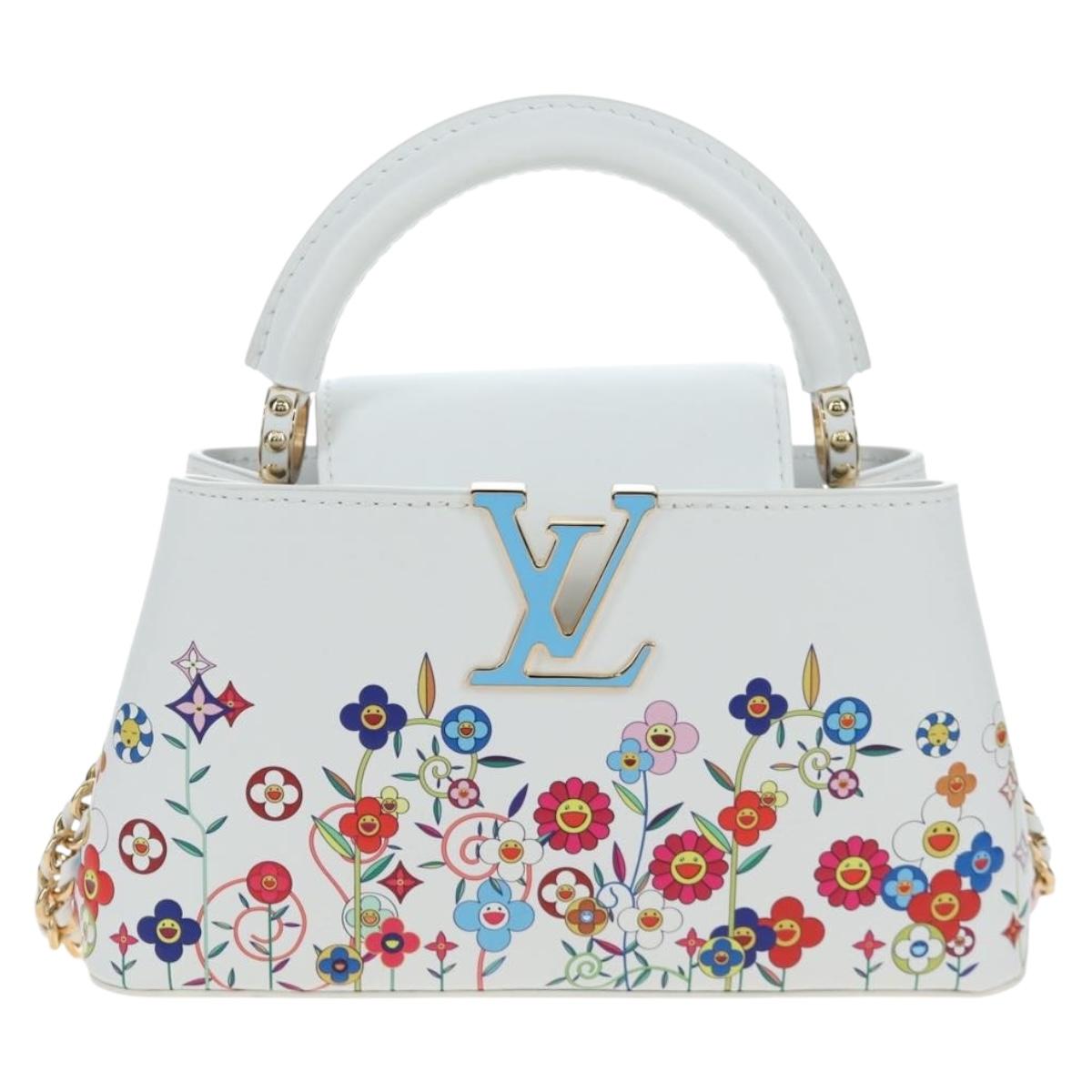 LOUIS VUITTON x TM Capucines EW Mini Leather 2way White M13246 Auth 199183SM