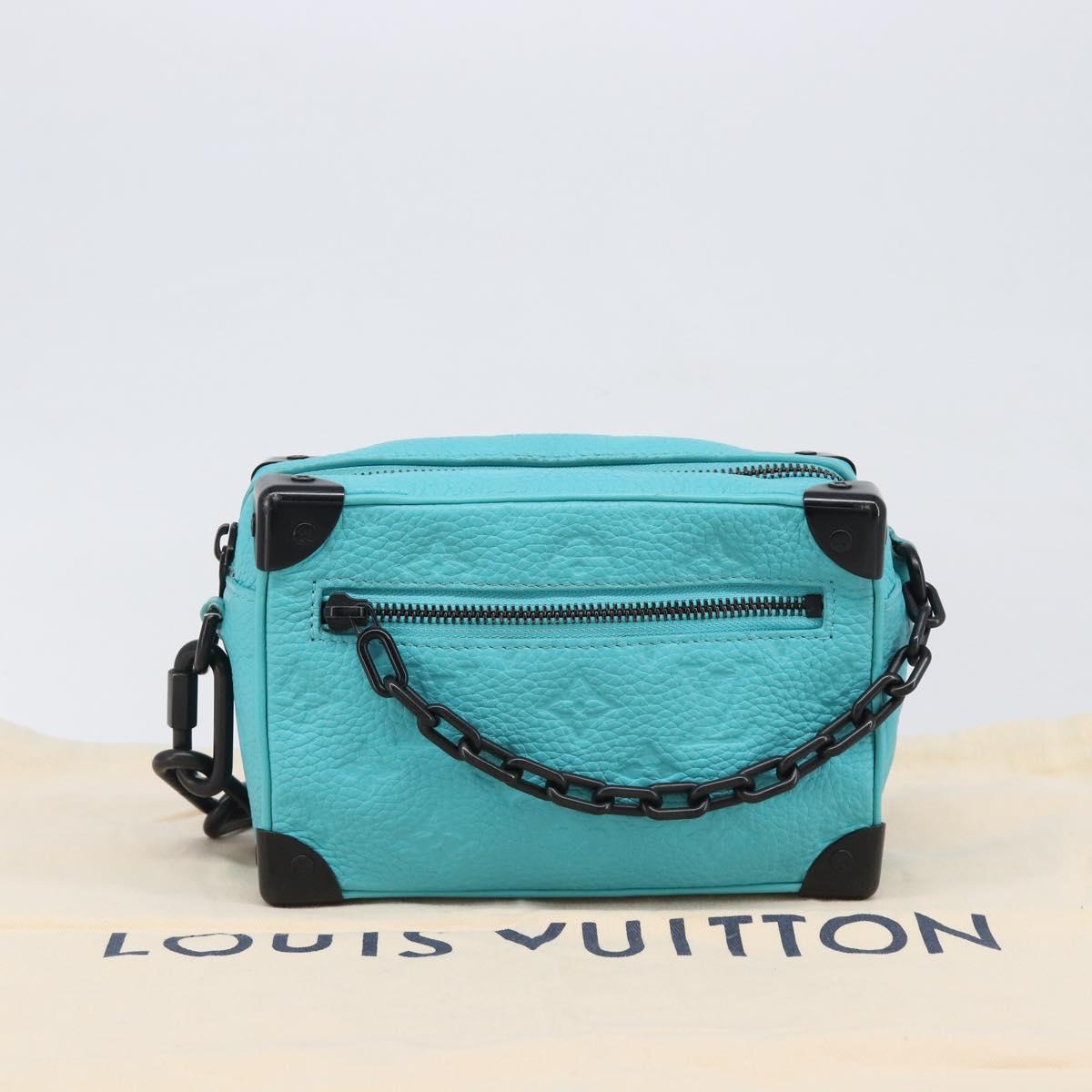 LOUIS VUITTON Mini Soft Trunk Taurillon Leather Blue Black M11673 Auth 199184SAM