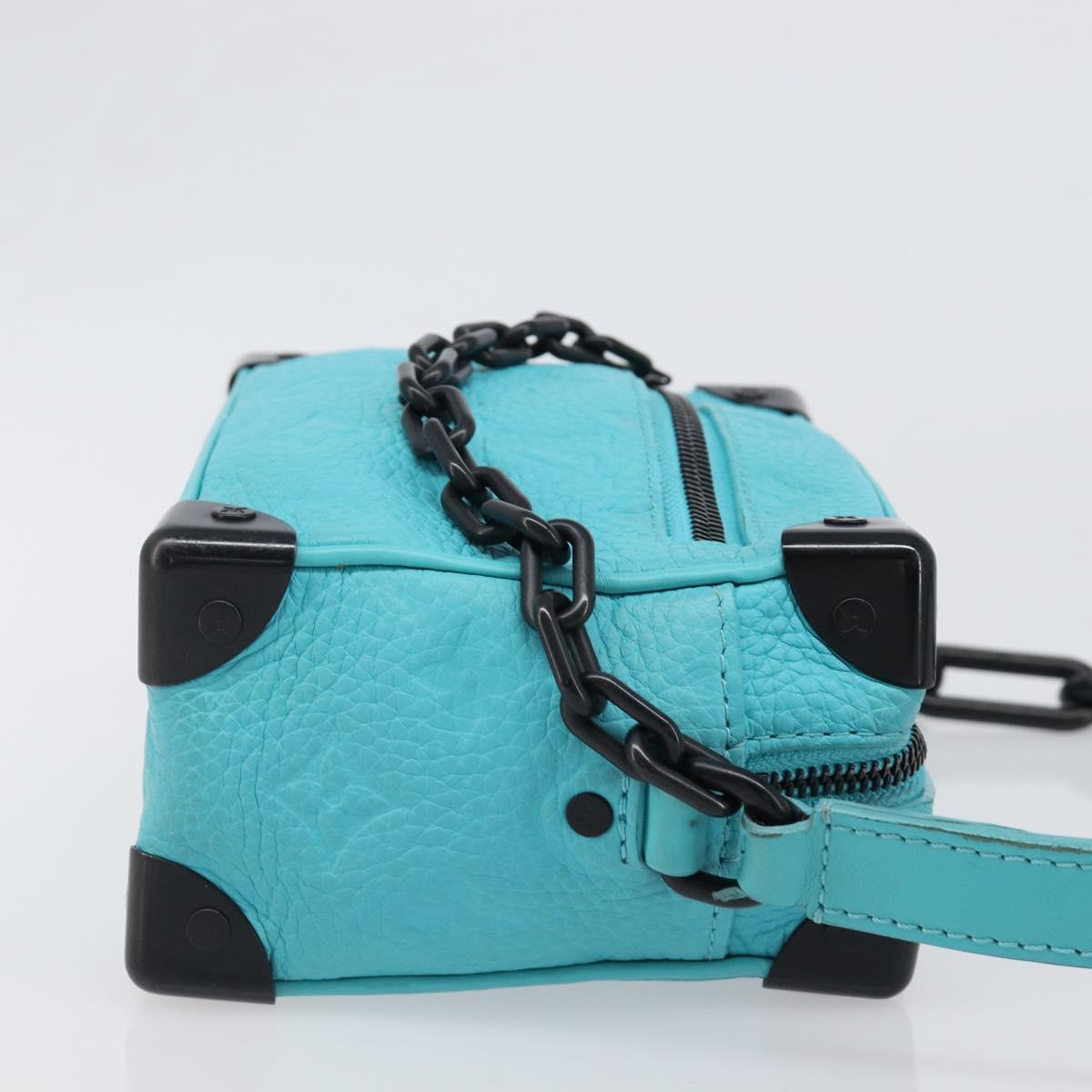 LOUIS VUITTON Mini Soft Trunk Taurillon Leather Blue Black M11673 Auth 199184SAM