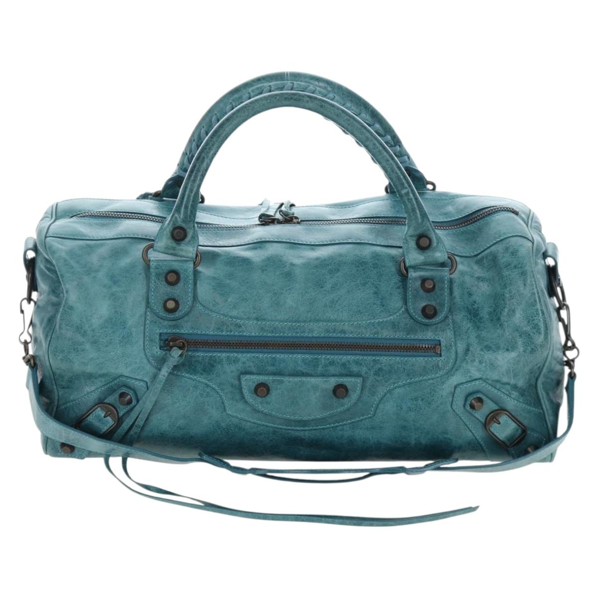BALENCIAGA The Twiggy Hand Bag Leather 2way Green 128523 Auth 199185V