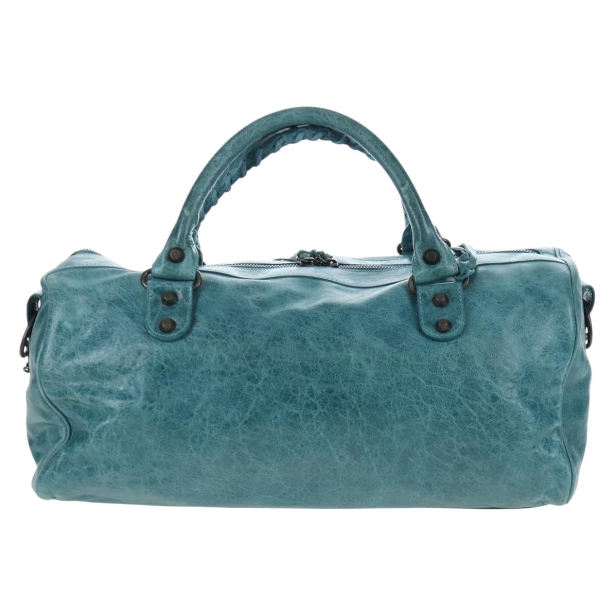 BALENCIAGA The Twiggy Hand Bag Leather 2way Green 128523 Auth 199185V