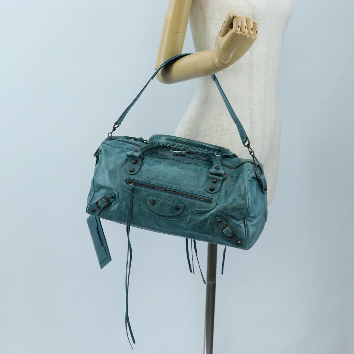 BALENCIAGA The Twiggy Hand Bag Leather 2way Green 128523 Auth 199185V