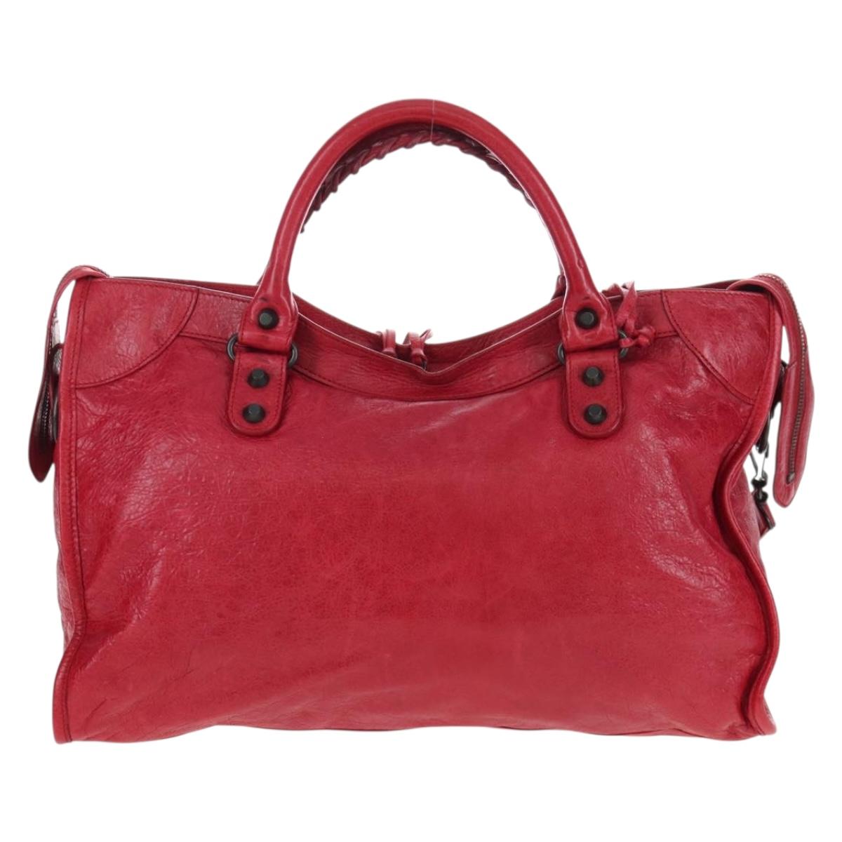 BALENCIAGA The City Hand Bag Leather Red 115748 Auth 199189V