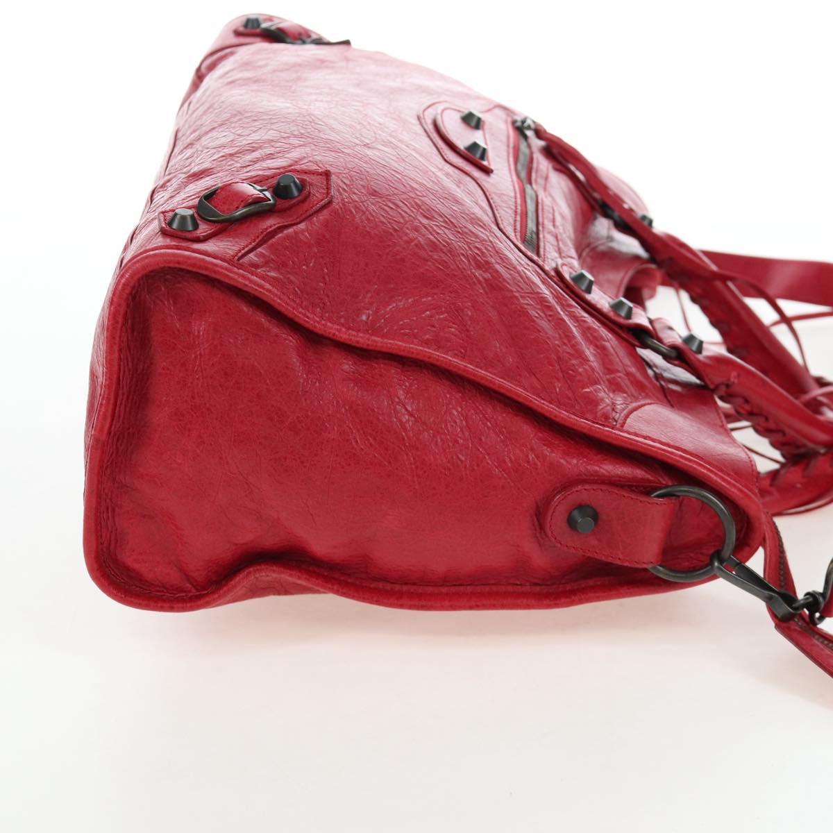 BALENCIAGA The City Hand Bag Leather Red 115748 Auth 199189V