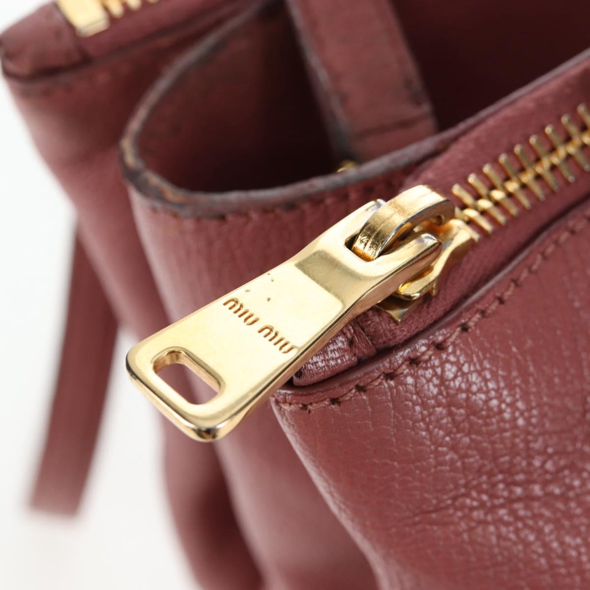 Miu Miu Hand Bag Leather 2way Pink Gold Auth 199193V