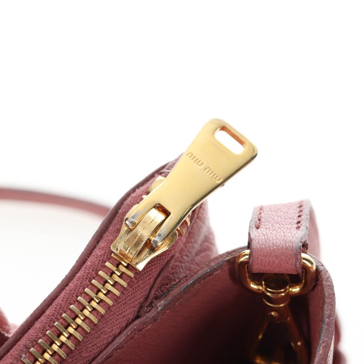 Miu Miu Hand Bag Leather 2way Pink Gold Auth 199193V