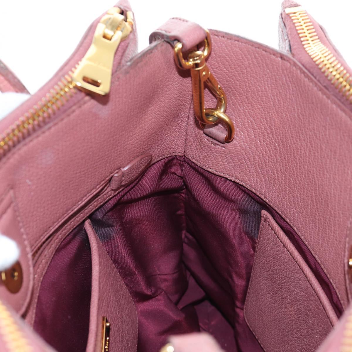 Miu Miu Hand Bag Leather 2way Pink Gold Auth 199193V