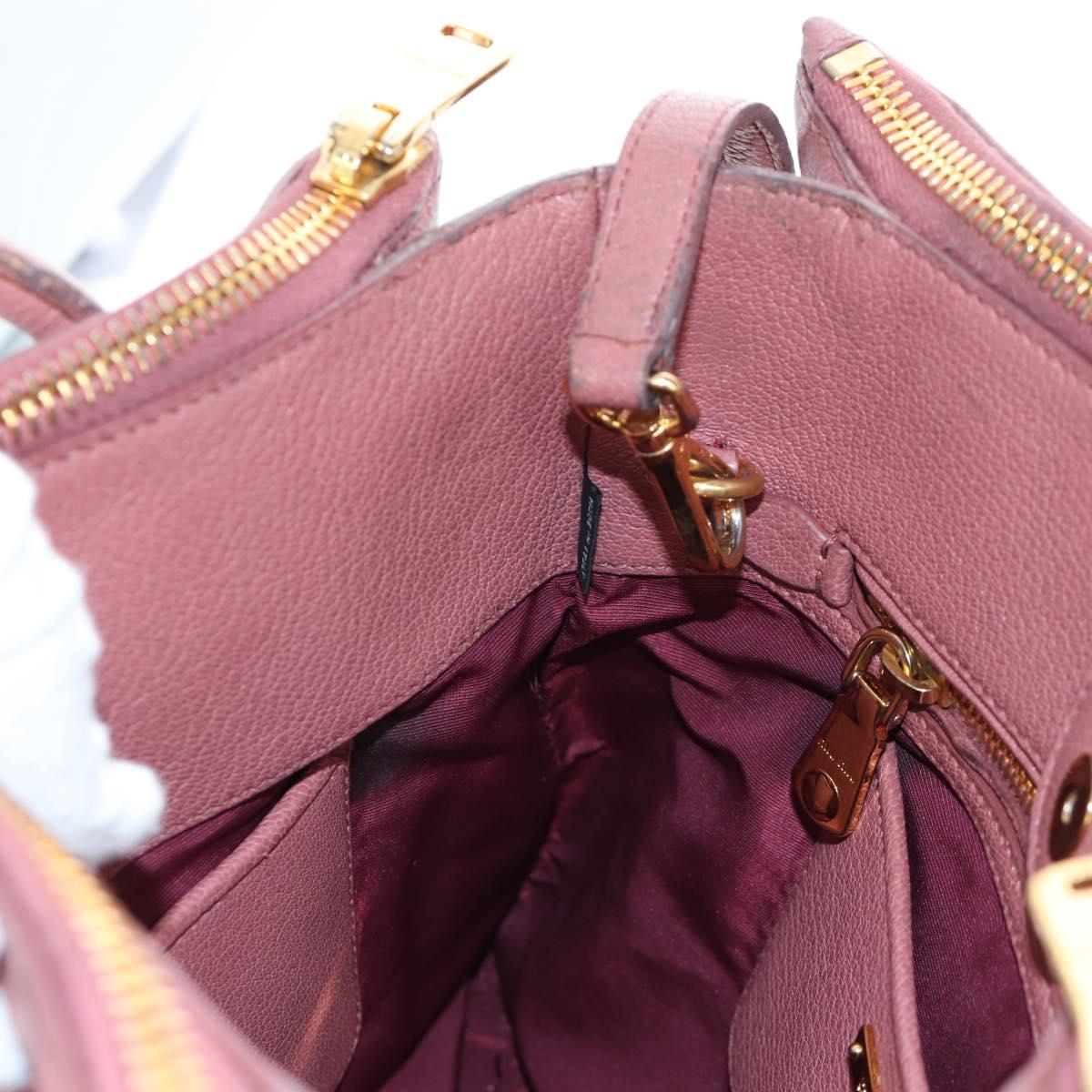 Miu Miu Hand Bag Leather 2way Pink Gold Auth 199193V
