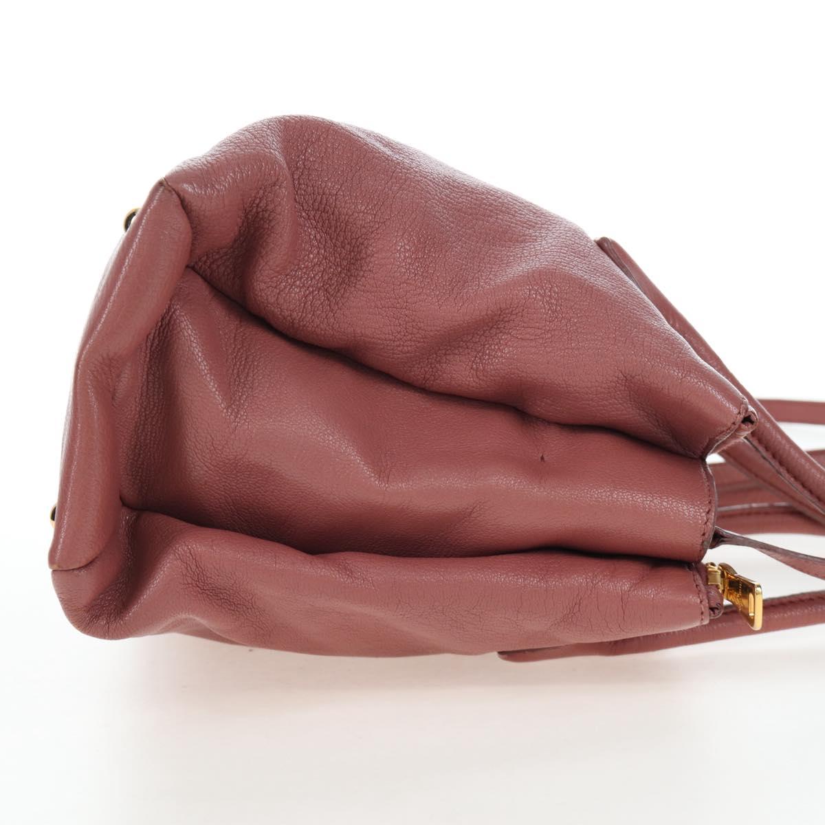 Miu Miu Hand Bag Leather 2way Pink Gold Auth 199193V