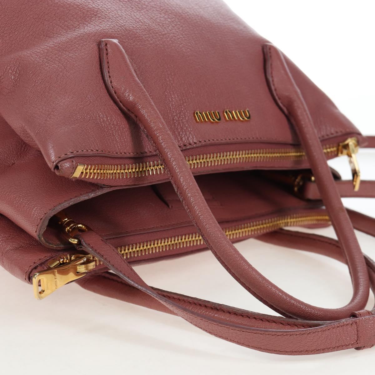 Miu Miu Hand Bag Leather 2way Pink Gold Auth 199193V