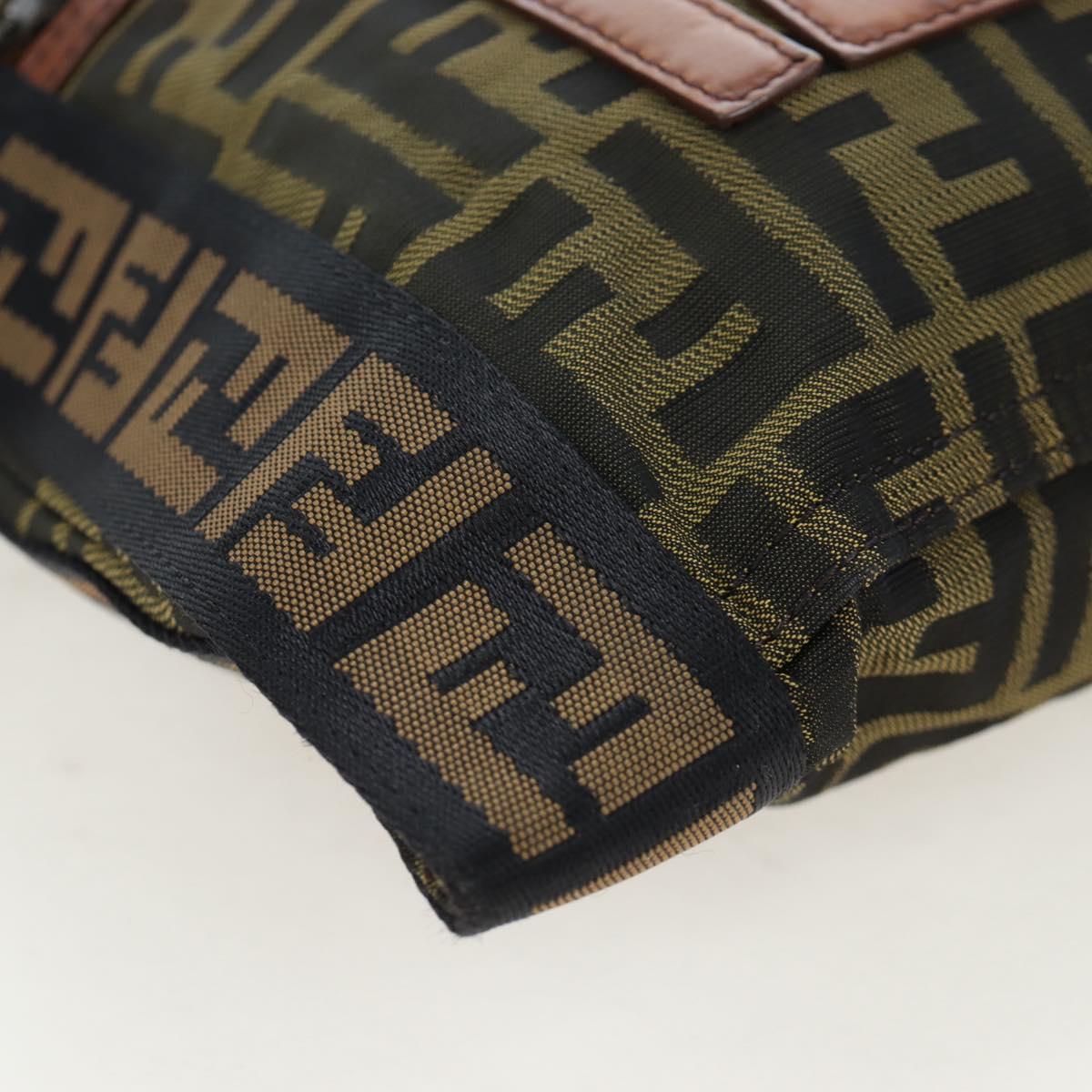 FENDI Zucca Canvas Shoulder Bag Brown Black Auth 199194V
