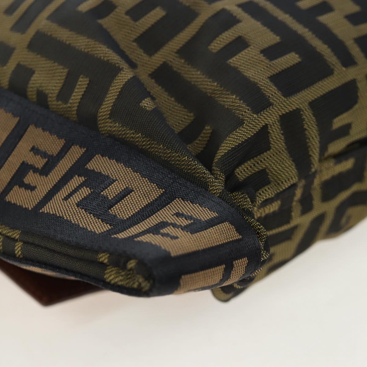 FENDI Zucca Canvas Shoulder Bag Brown Black Auth 199194V