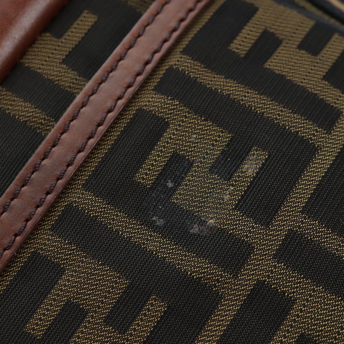 FENDI Zucca Canvas Shoulder Bag Brown Black Auth 199194V