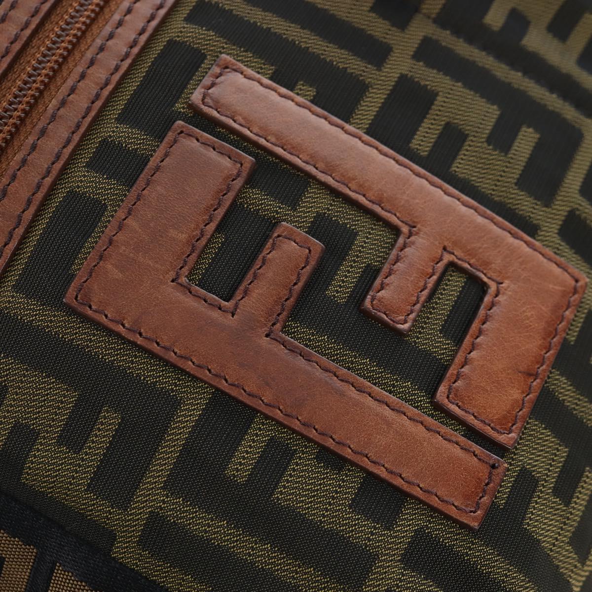 FENDI Zucca Canvas Shoulder Bag Brown Black Auth 199194V