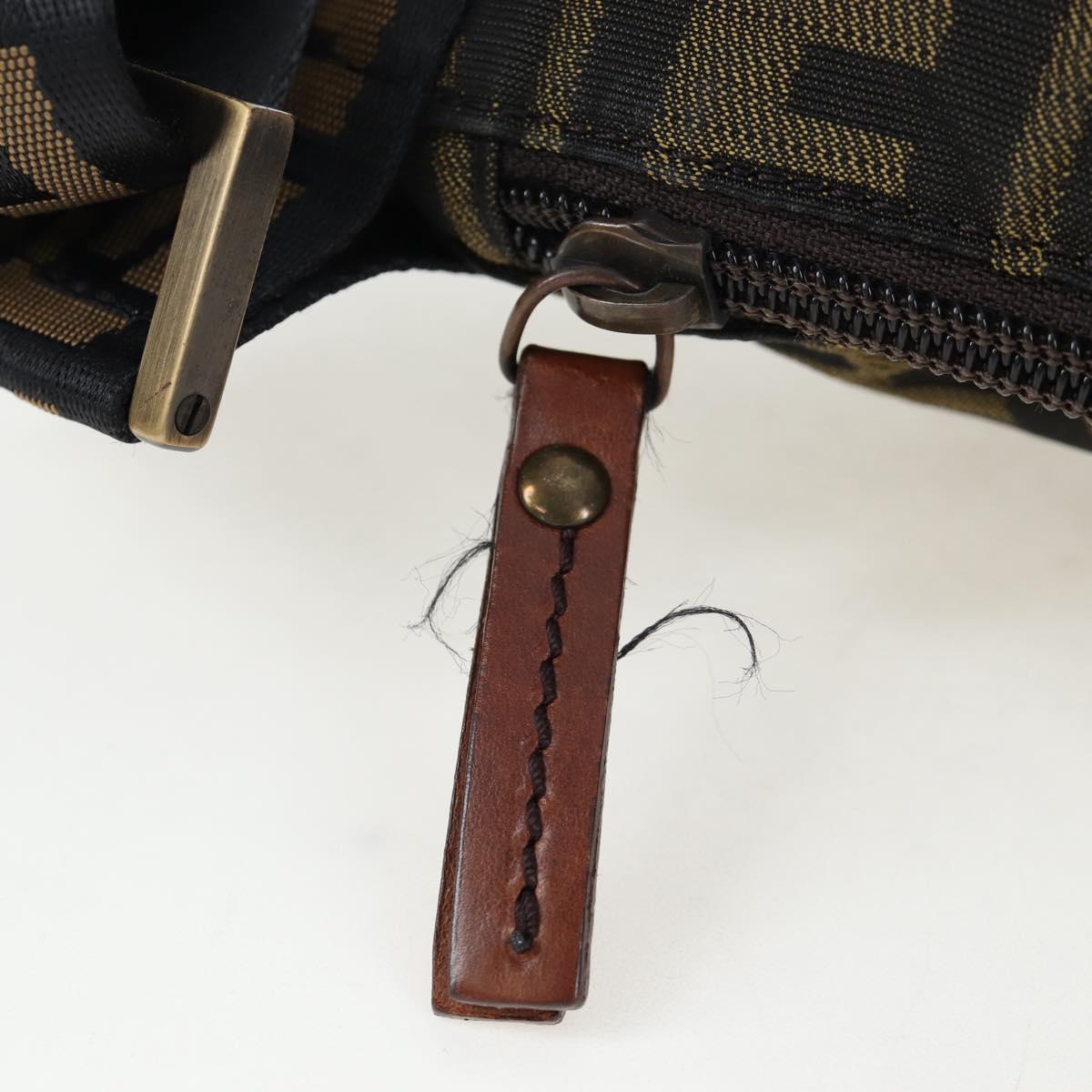 FENDI Zucca Canvas Shoulder Bag Brown Black Auth 199194V