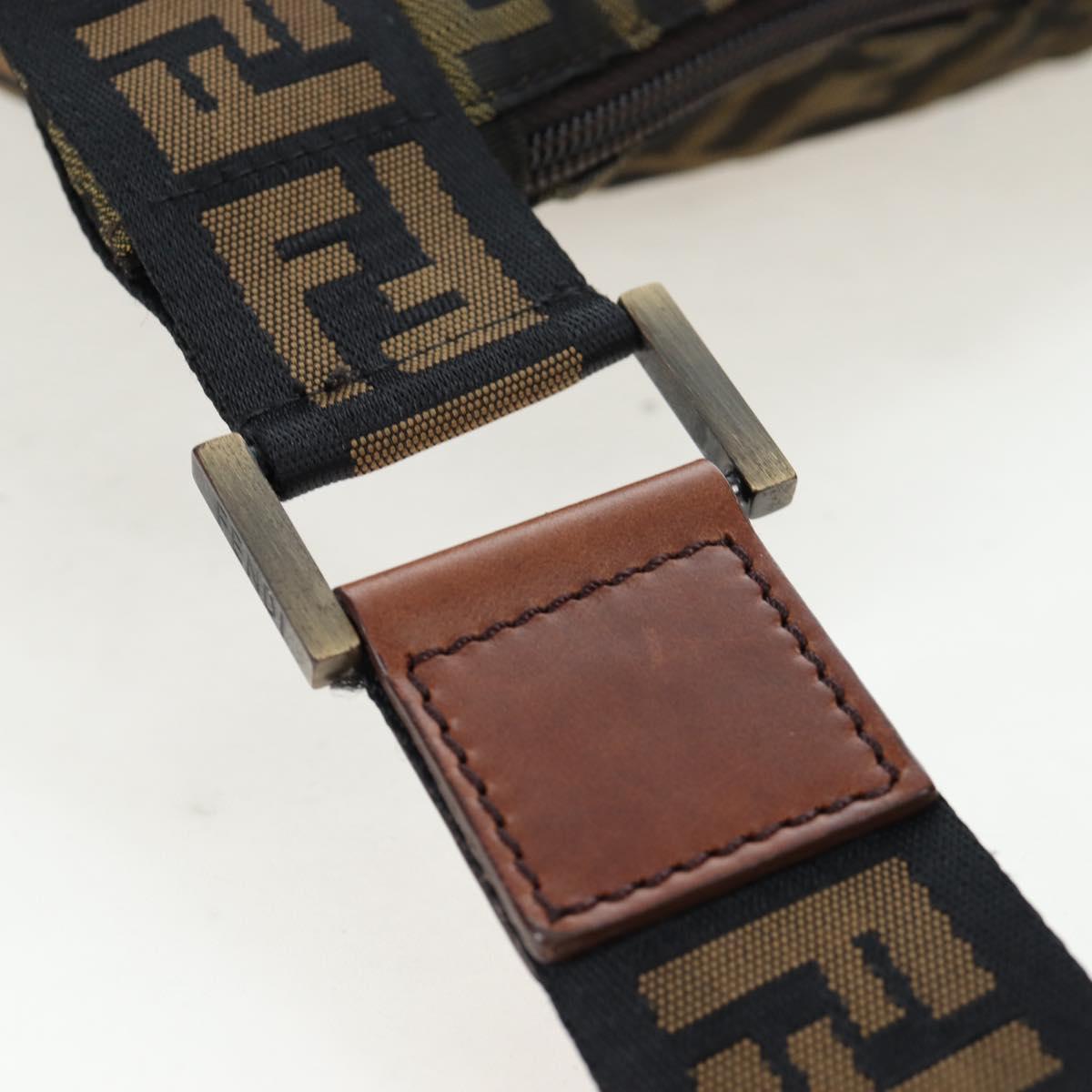 FENDI Zucca Canvas Shoulder Bag Brown Black Auth 199194V
