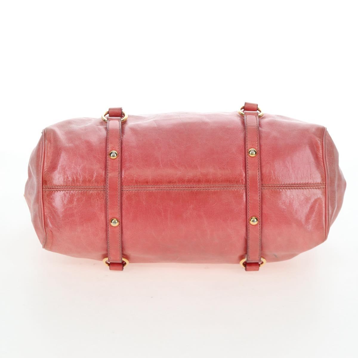 Miu Miu Hand Bag Vitello Lux Leather 2way Pink Gold Auth 199199V