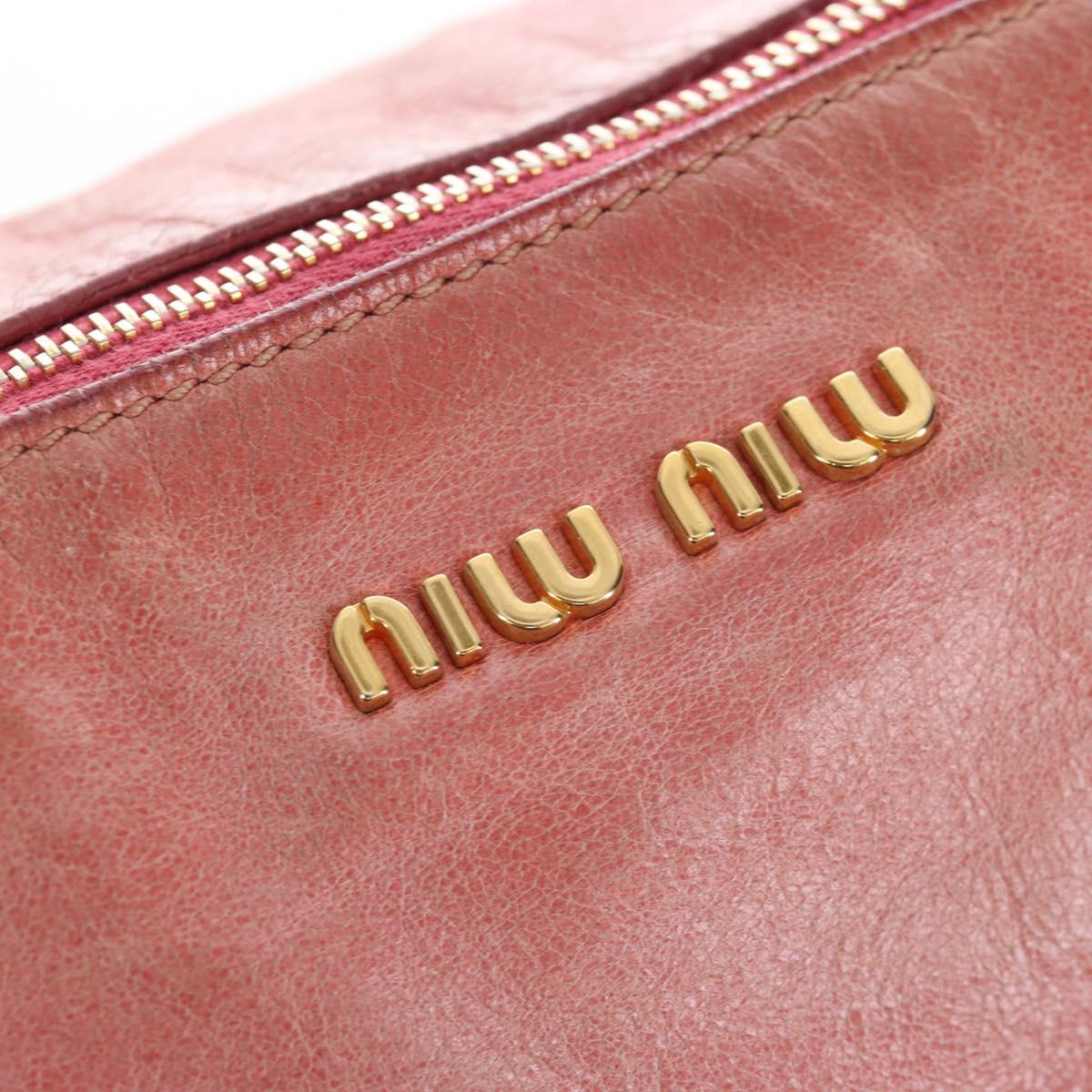 Miu Miu Hand Bag Vitello Lux Leather 2way Pink Gold Auth 199199V