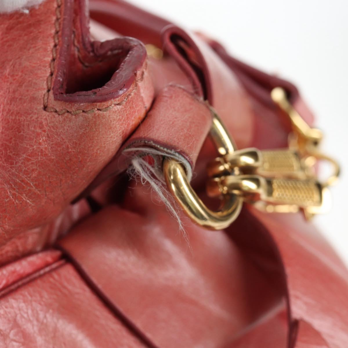 Miu Miu Hand Bag Vitello Lux Leather 2way Pink Gold Auth 199199V