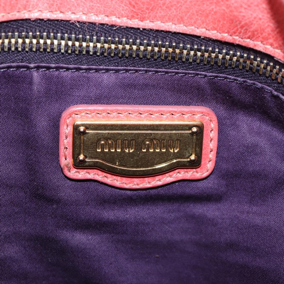 Miu Miu Hand Bag Vitello Lux Leather 2way Pink Gold Auth 199199V