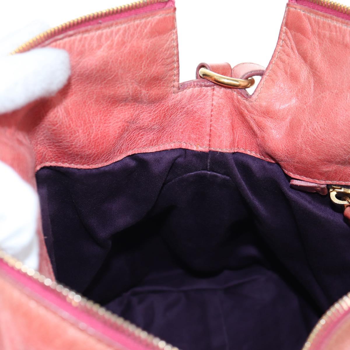 Miu Miu Hand Bag Vitello Lux Leather 2way Pink Gold Auth 199199V