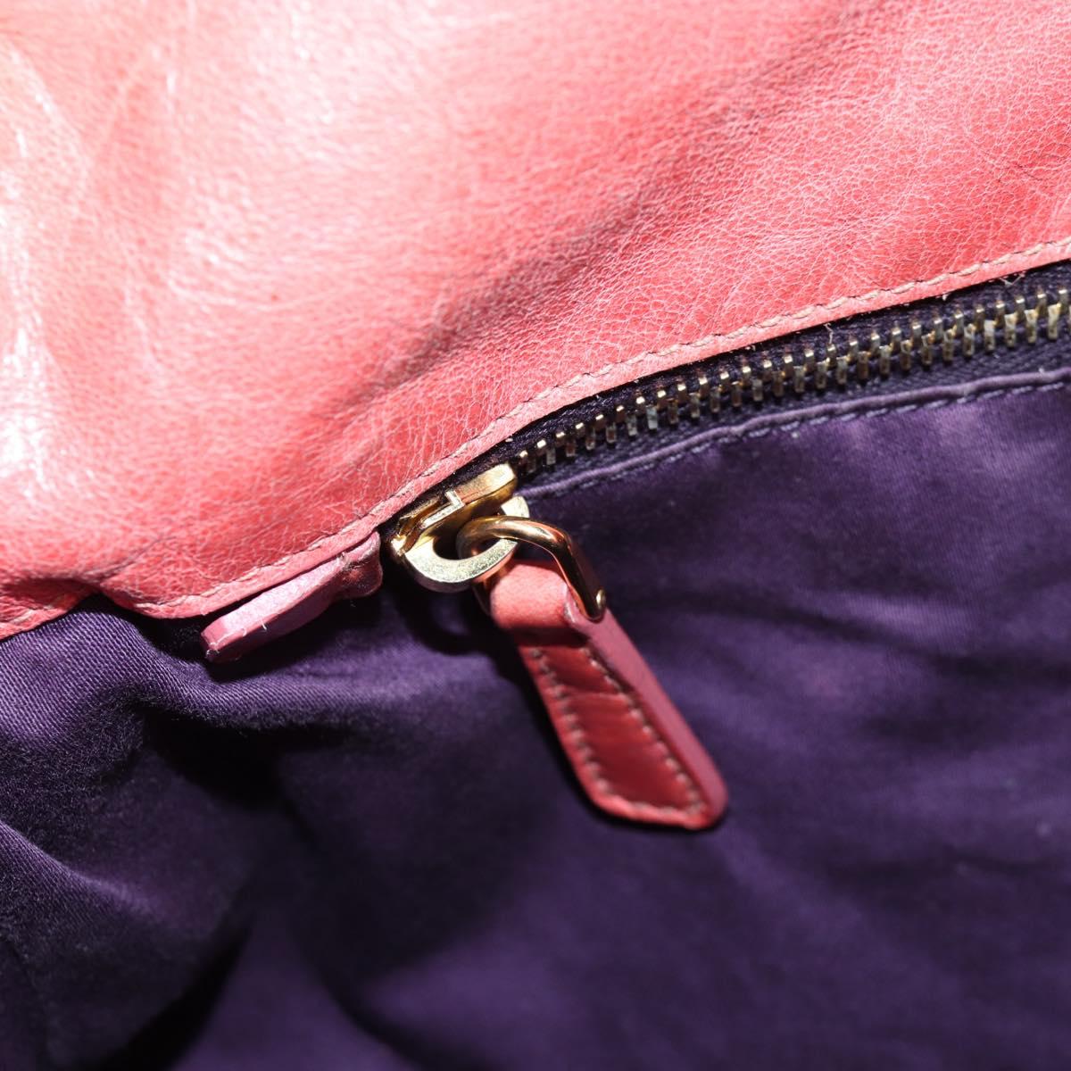 Miu Miu Hand Bag Vitello Lux Leather 2way Pink Gold Auth 199199V