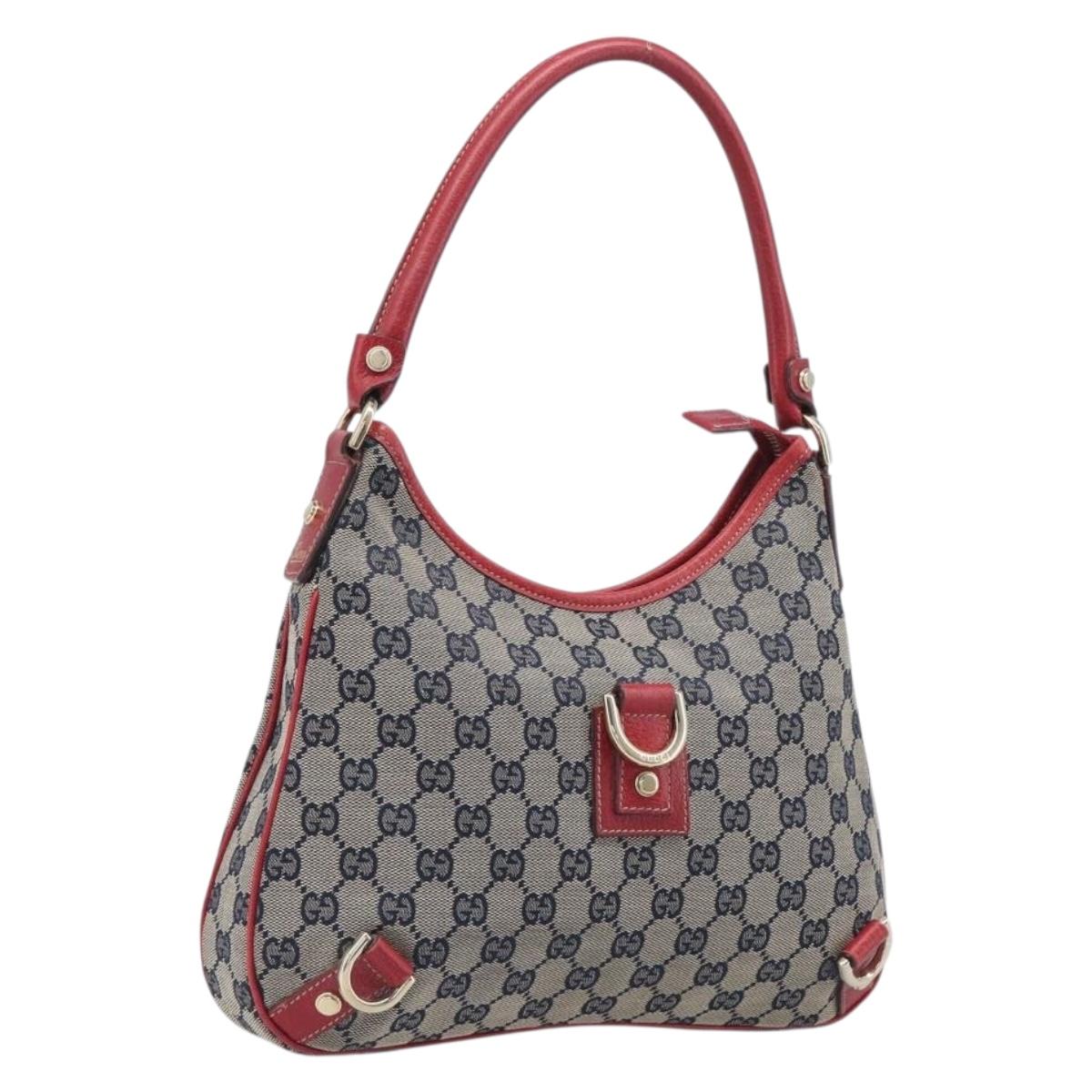 GUCCI GG Canvas Shoulder Bag Navy Gold 130738 Auth 199200A