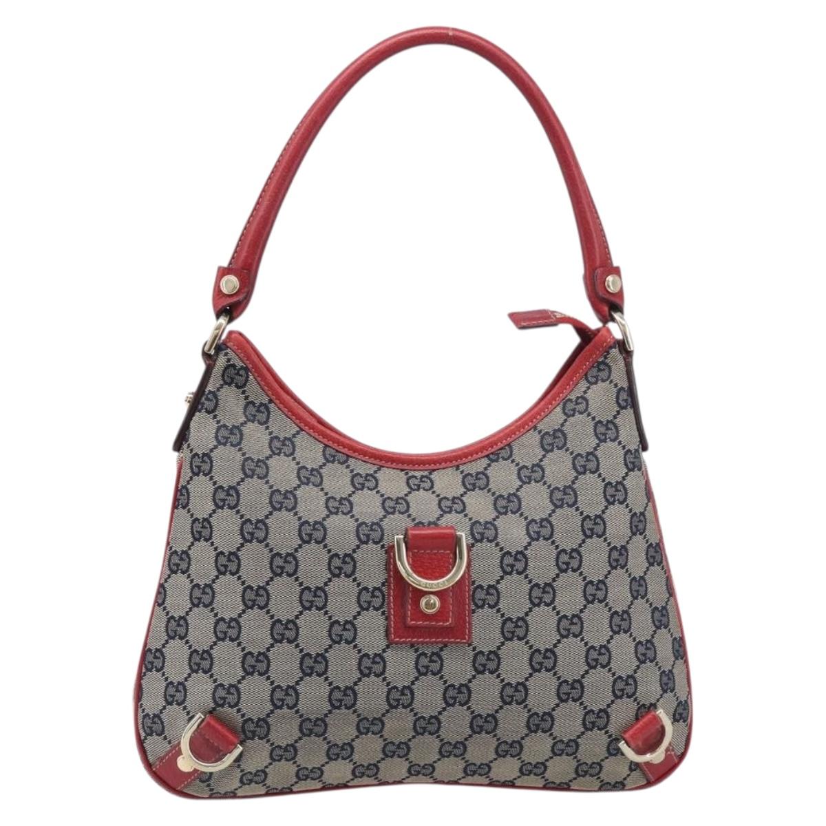 GUCCI GG Canvas Shoulder Bag Navy Gold 130738 Auth 199200A