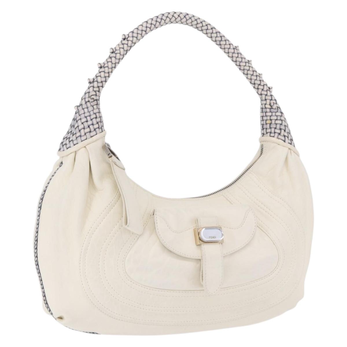 FENDI Spy Bag Shoulder Bag Leather White Auth 199204V