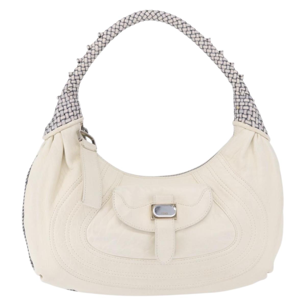 FENDI Spy Bag Shoulder Bag Leather White Auth 199204V