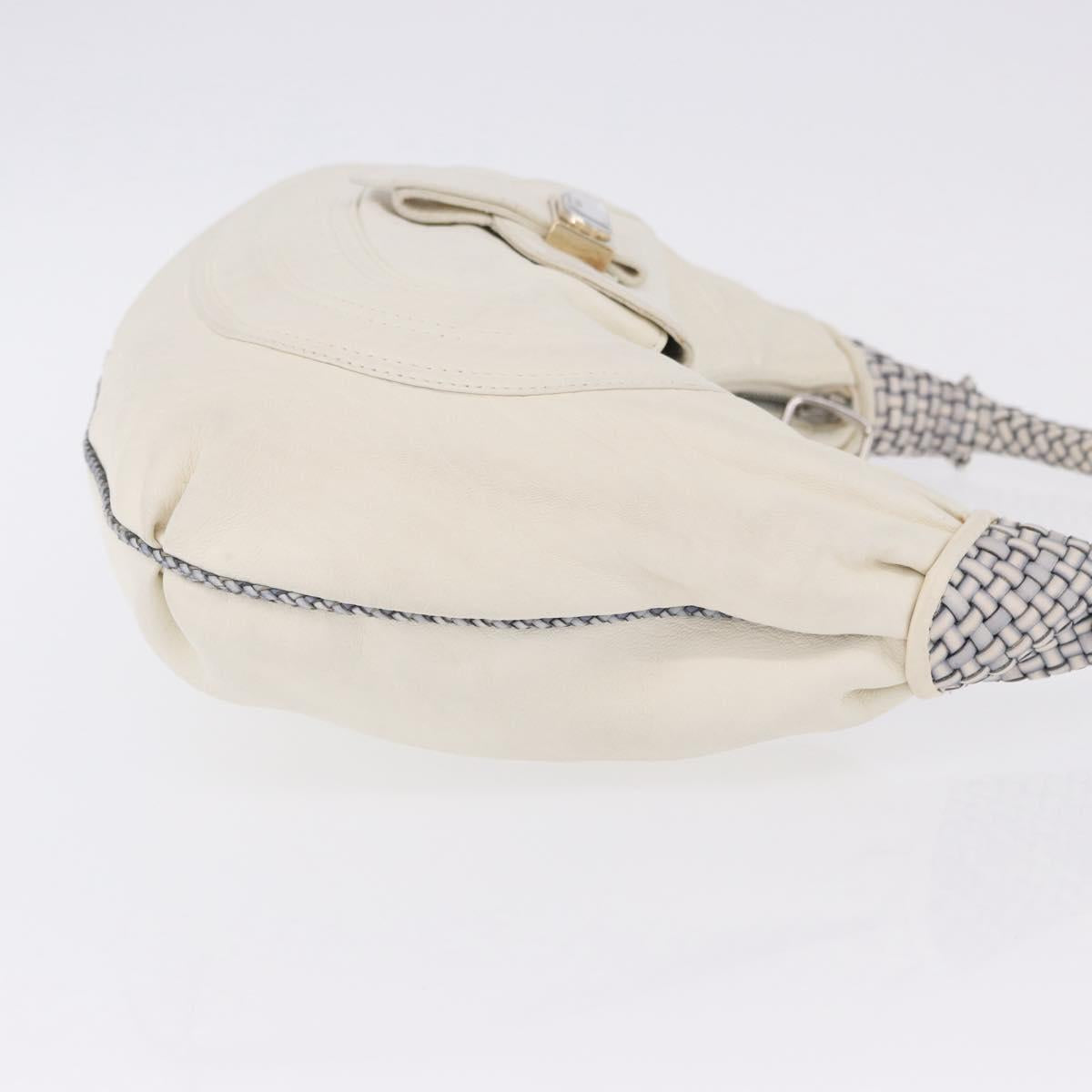 FENDI Spy Bag Shoulder Bag Leather White Auth 199204V