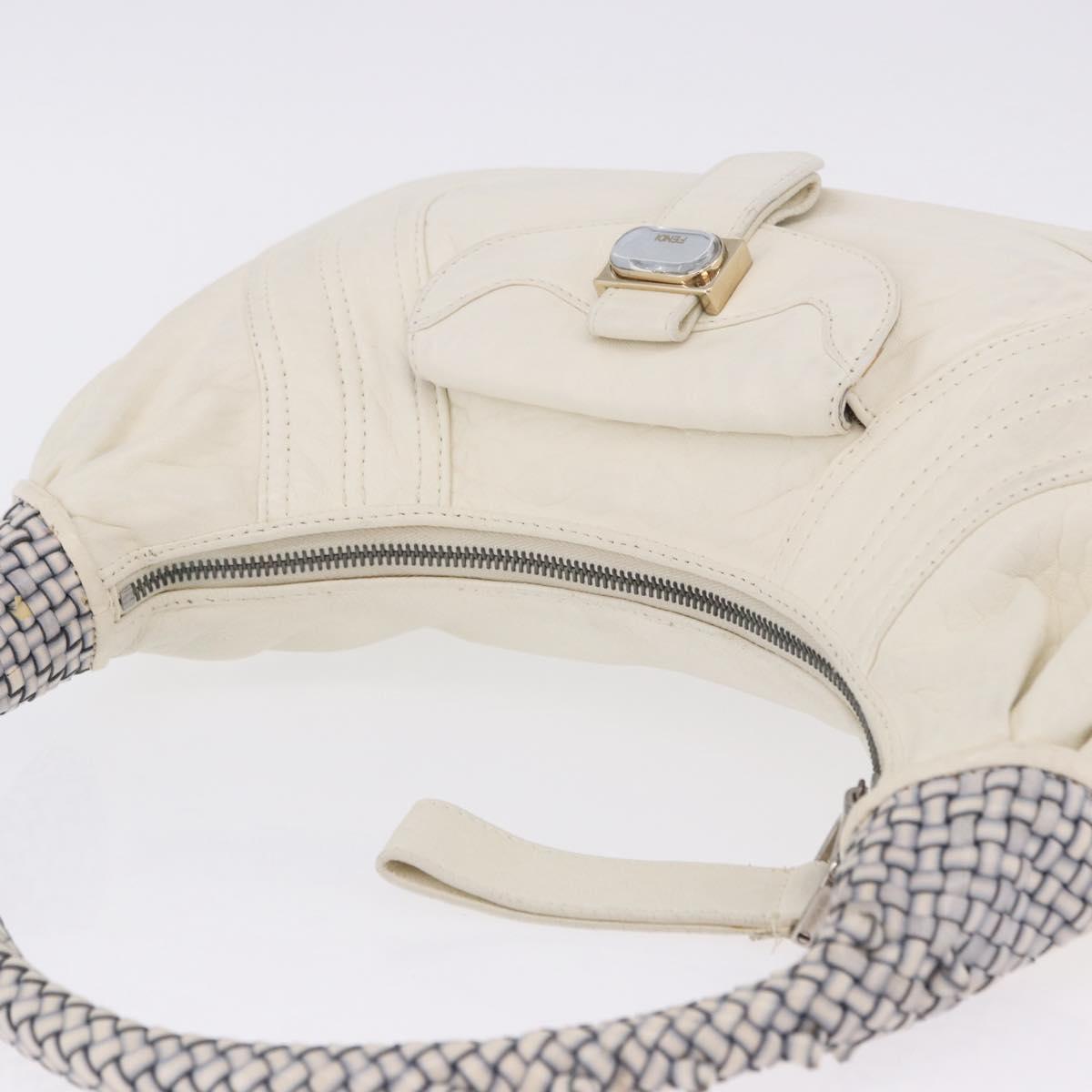 FENDI Spy Bag Shoulder Bag Leather White Auth 199204V